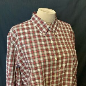 Lands' End Women’s Plus Size Red & Green Button Down Plaid Shirt | Size 20W Reg‎